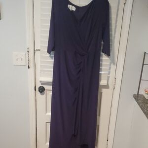 Oleg Cassini Deep Purple Twist-Front Maxi Dress